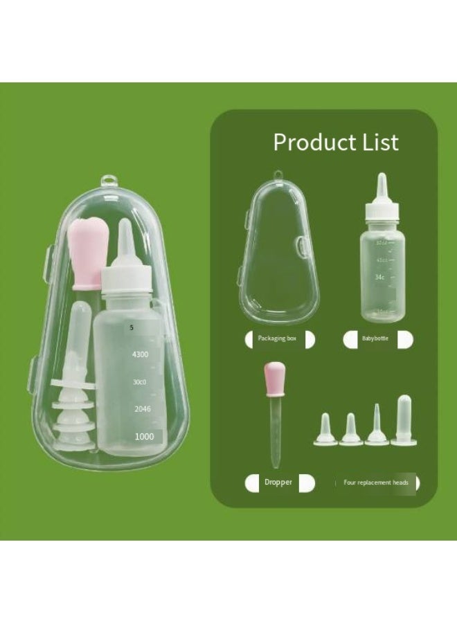 مجموعة تغذية الحيوانات الأليفة مع مزيج من الزجاجة والمحقنة، وحدة تغذية الأدوية للقطط الصغيرة والجراء لمنع الاختناق - Image 1